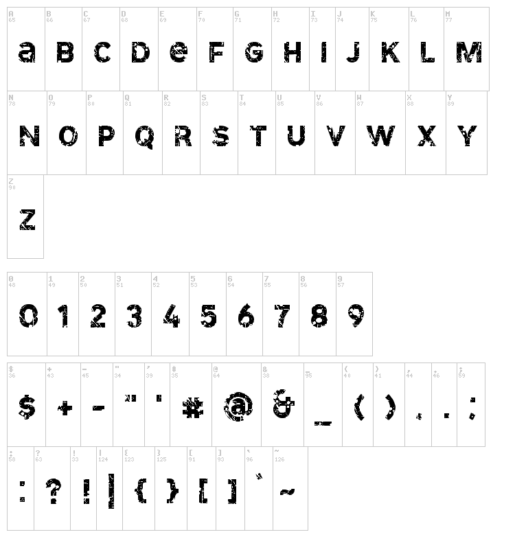 SD Cammello font map